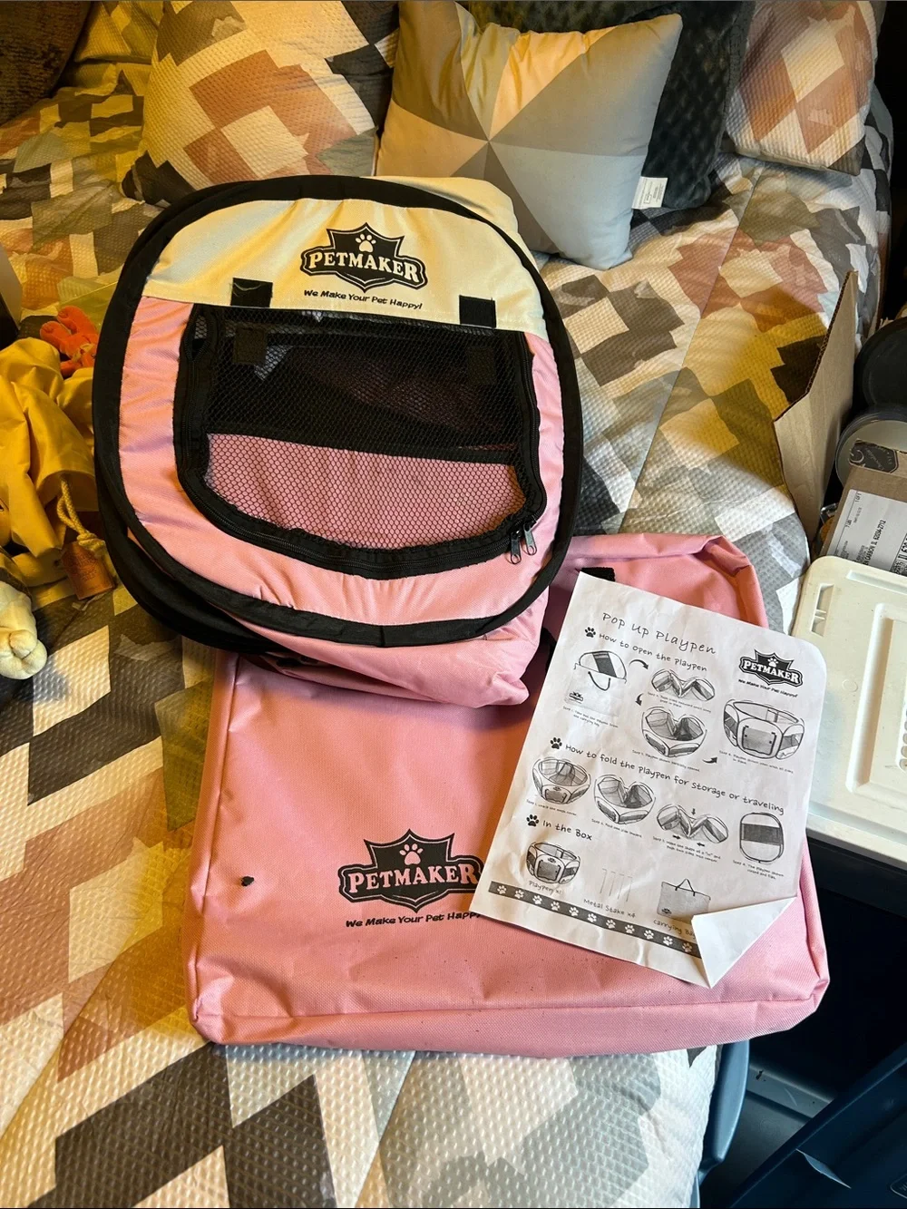 Petmaker Pink Pop-Up Pet Playpen Carrier